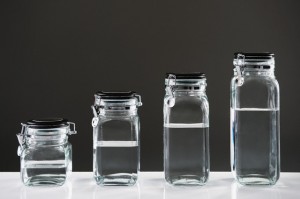 Clear liquid in jars